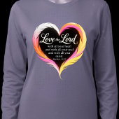 Matthew 22:37 Scripture Neon Feather Heart Tシャツ