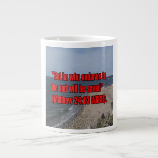 Matthew 24:13 WEBU Mug ジャンボコーヒーマグカップ (正面)