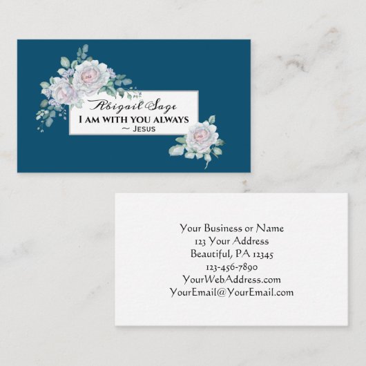 Matthew 28:20、私は常に聖書、フローラ 名刺 (正面/裏面)