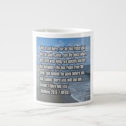 Matthew 28:6-7 WEBU Mug ジャンボコーヒーマグカップ (正面)