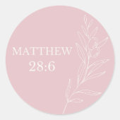 Matthew 28:6 Easter Sticker – Resurrection & Hope ラウンドシール (正面)