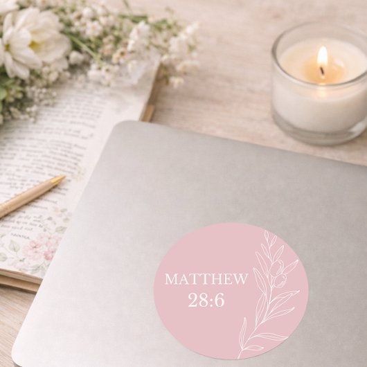 Matthew 28:6 Easter Sticker – Resurrection & Hope ラウンドシール