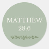 Matthew 28:6 – He Is Risen Easter Sticker ラウンドシール (正面)