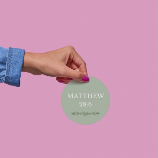 Matthew 28:6 – He Is Risen Easter Sticker ラウンドシール