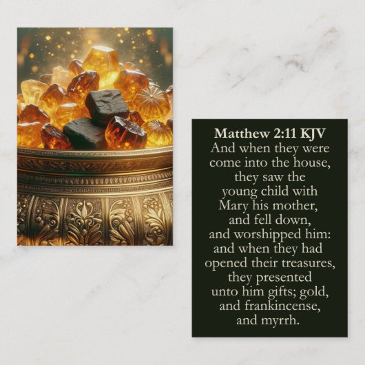 Matthew 2:11 KJVカード – Three Wise Men Gives 名刺 (正面/裏面)