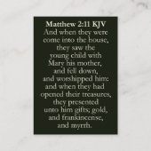 Matthew 2:11 KJVカード – Three Wise Men Gives 名刺 (裏面)