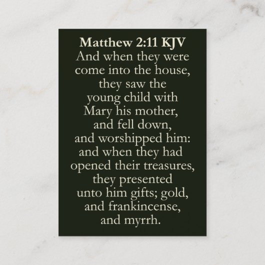Matthew 2:11 KJVカード – Three Wise Men Gives 名刺 (裏面)
