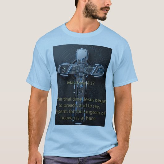 Matthew 4:17 – Repent Cross T-Shirt Tシャツ (正面)