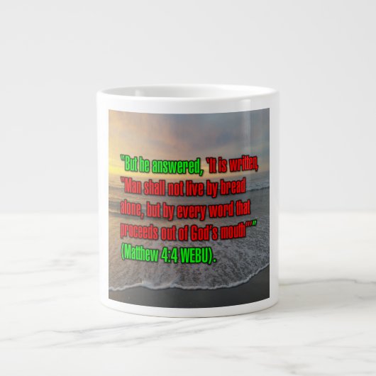 Matthew 4:4 WEBU Mug ジャンボコーヒーマグカップ (正面)