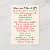 Matthew 5:14-16 KJVカード – 光を当てよう 名刺 (裏面)