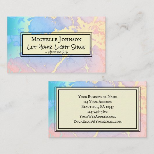 Matthew 5:16あなたの光を輝かせなさい、聖書の聖句 名刺 (正面/裏面)