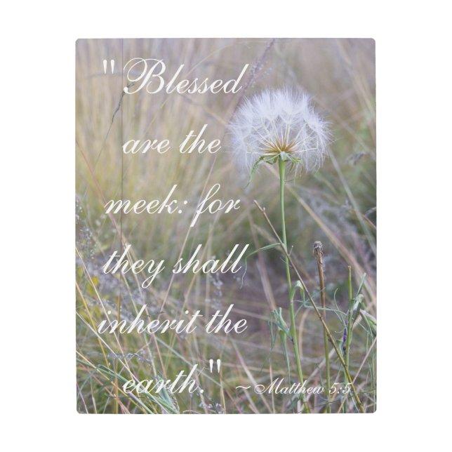 Matthew 5:5 "賛美は弱い"金属プリント メタルプリント (正面)