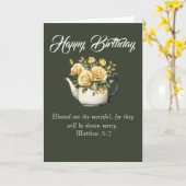 Matthew 5:7 Christian Birthday Wishes カード (黄色い花)