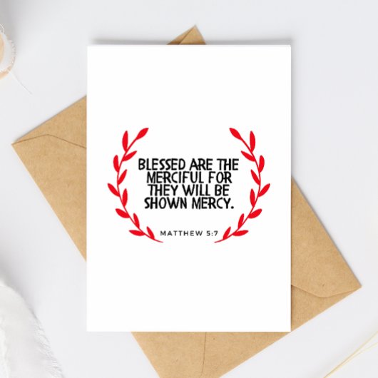 Matthew 5:7 Scripture Christmas Greeting Card シーズンカード