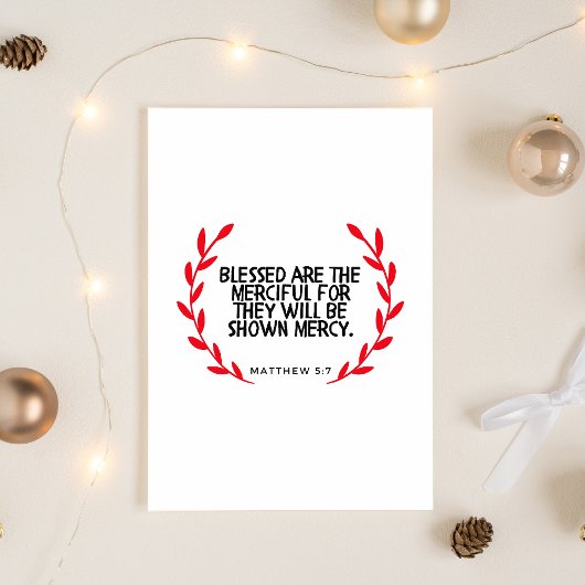 Matthew 5:7 Scripture Christmas Greeting Card シーズンカード