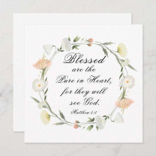 Matthew 5:8は賛美ハートフラットカードで純粋 (正面/裏面)