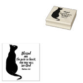 Matthew 5:8:黒猫ハート聖句 ラバースタンプ (押印)