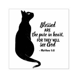 Matthew 5:8：黒猫ハート聖句 ラバースタンプ