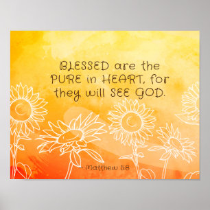 Matthew 5:8 Blessed are Pure in Heart Bible Verse ポスター