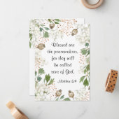 Matthew 5 9はパ賛美ーセメーカーのバイブル・フラット ノートカード (正面/裏面インサイチュ)