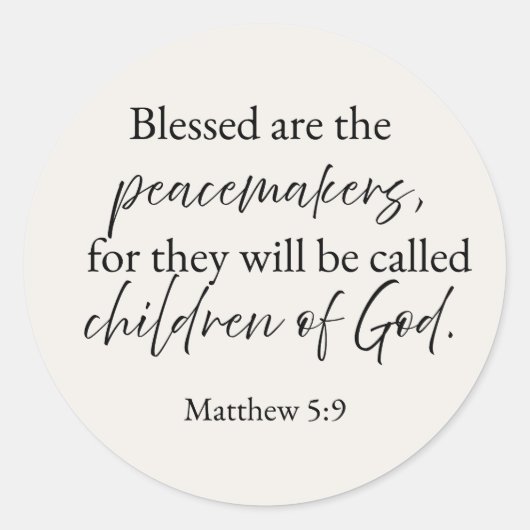Matthew 5:9 Blessed are the peacemakers Sticker ラウンドシール (正面)