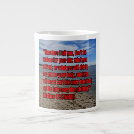Matthew 6:25 WEBU Mug ジャンボコーヒーマグカップ (正面)