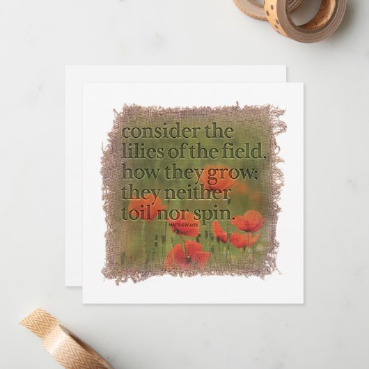 MATTHEW 6:28 - Personalized Notecard ノートカード (正面/裏面インサイチュ)