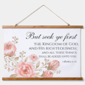 Matthew 6:33シークYe最初のフローラ聖なる書物、 経典 吊り下げ型タペストリー (正面)