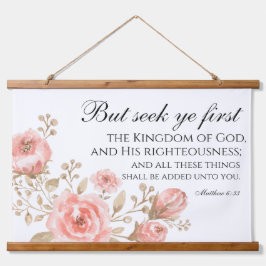 Matthew 6:33シークYe最初のフローラ聖なる書物、 経典 吊り下げ型タペストリー