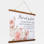 Matthew 6:33シークYe最初のフローラ聖なる書物、 経典 吊り下げ型タペストリー (傾斜あり)