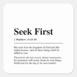 Matthew 6:33-34最初にシーク スクエアシール