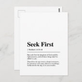 Matthew 6:33-34最初にシーク ポストカード (正面/裏面)