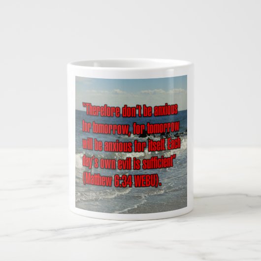 Matthew 6:34 WEBU Mug ジャンボコーヒーマグカップ (正面)