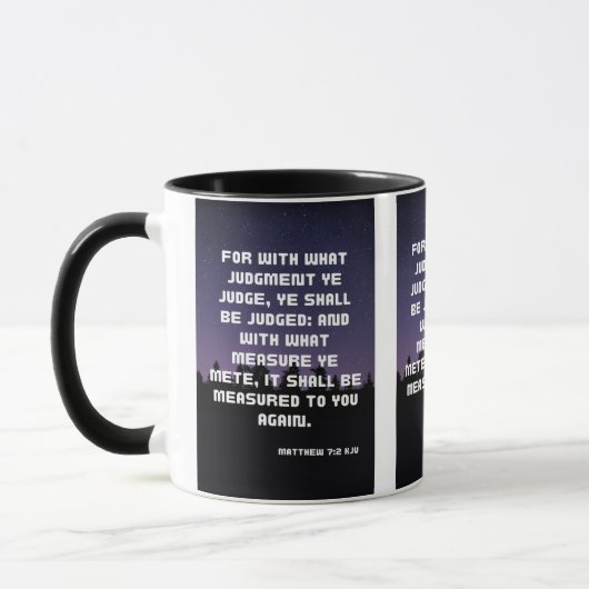 Matthew 7:2 KJVバイブルVerse Pic Two-Tone Mug マグカップ (左)