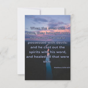 Matthew 8:16 KJV聖書聖なる書物、 経典Pic Greeting カード