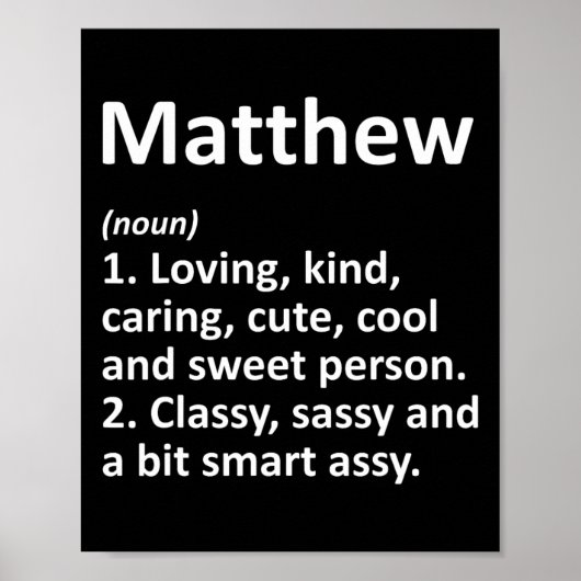 Matthew Definition Personalized Name Funny Birthda ポスター (正面)