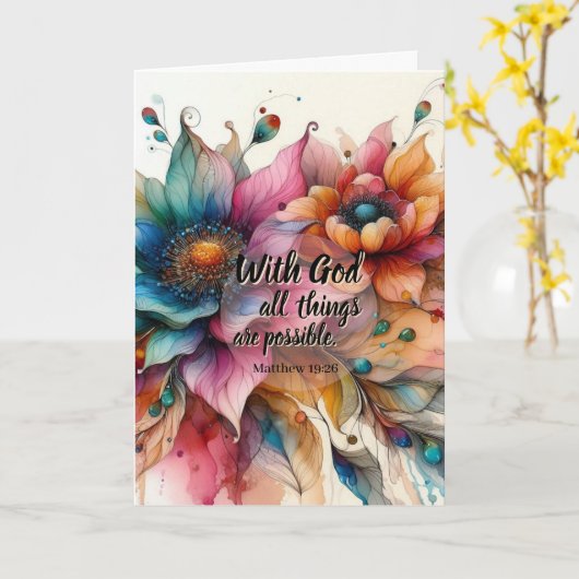 Matthew Scripture Christian Prayer Encouragement カード (黄色い花)
