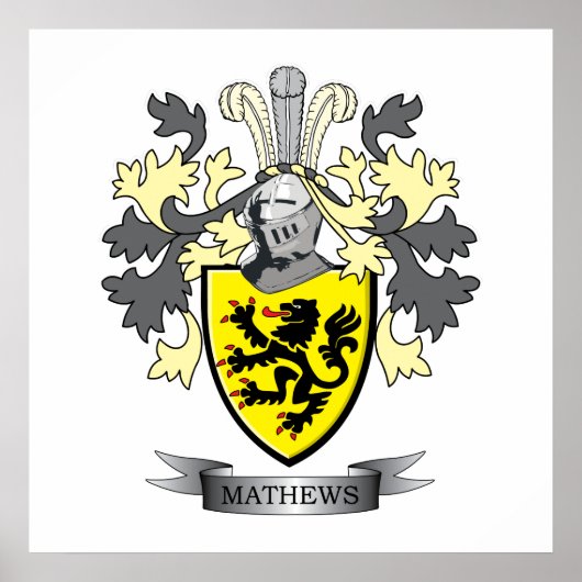 Matthews Family Crest Coat of Arms ポスター (正面)