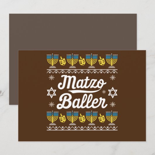 Matzo Baller Long Sleeve Funny Hanukkah Gifts 招待状 (正面/裏面)