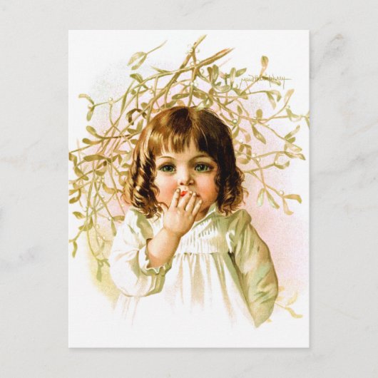 Maud Humphrey：ミスタントーの下の冬の少女 ポストカード (正面)