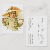 Maud Humphrey: 枝を持つ冬の女の子 名刺 (正面/裏面)