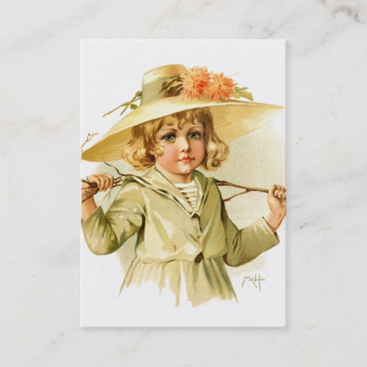 Maud Humphrey: 枝を持つ冬の女の子 名刺 (正面)