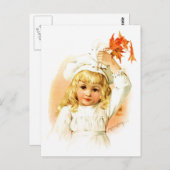 Maud Humphrey:紅葉の秋の女の子 ポストカード (正面/裏面)