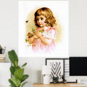 Maud Humphrey：花とビーを持つ夏の女の子 ポスター (ホームオフィス)