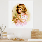 Maud Humphrey：花とビーを持つ夏の女の子 ポスター (キッチン)