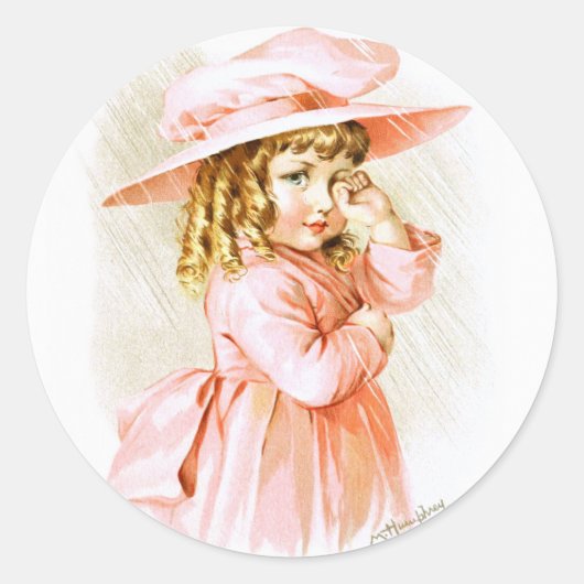 Maud Humphrey：雨の中の春の少女 ラウンドシール (正面)