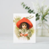 Maud Humphrey:雪玉の冬の女の子 ポストカード (スタンド正面)