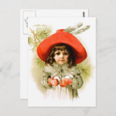 Maud Humphrey:雪玉の冬の女の子 ポストカード (正面/裏面)