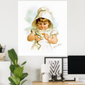 Maud Humphrey: Summer Girl with Water Lily ポスター (ホームオフィス)