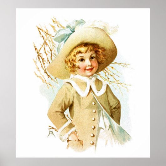 Maud Humphrey: Willow Catkinの下の春の女の子 ポスター (正面)